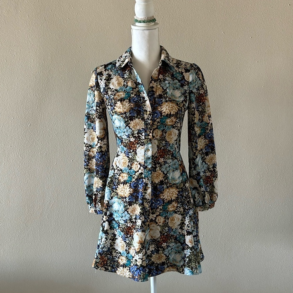 Zara Floral Button Up Long Sleeve Dress